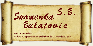 Spomenka Bulatović vizit kartica